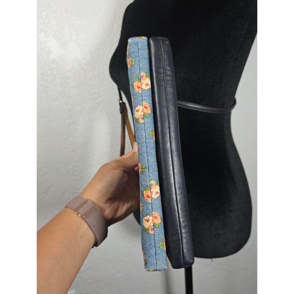 Coach Layla Shoulder Bag in Denim with Floral Print and Leather M1681-F57549 - Picture 4 of 9